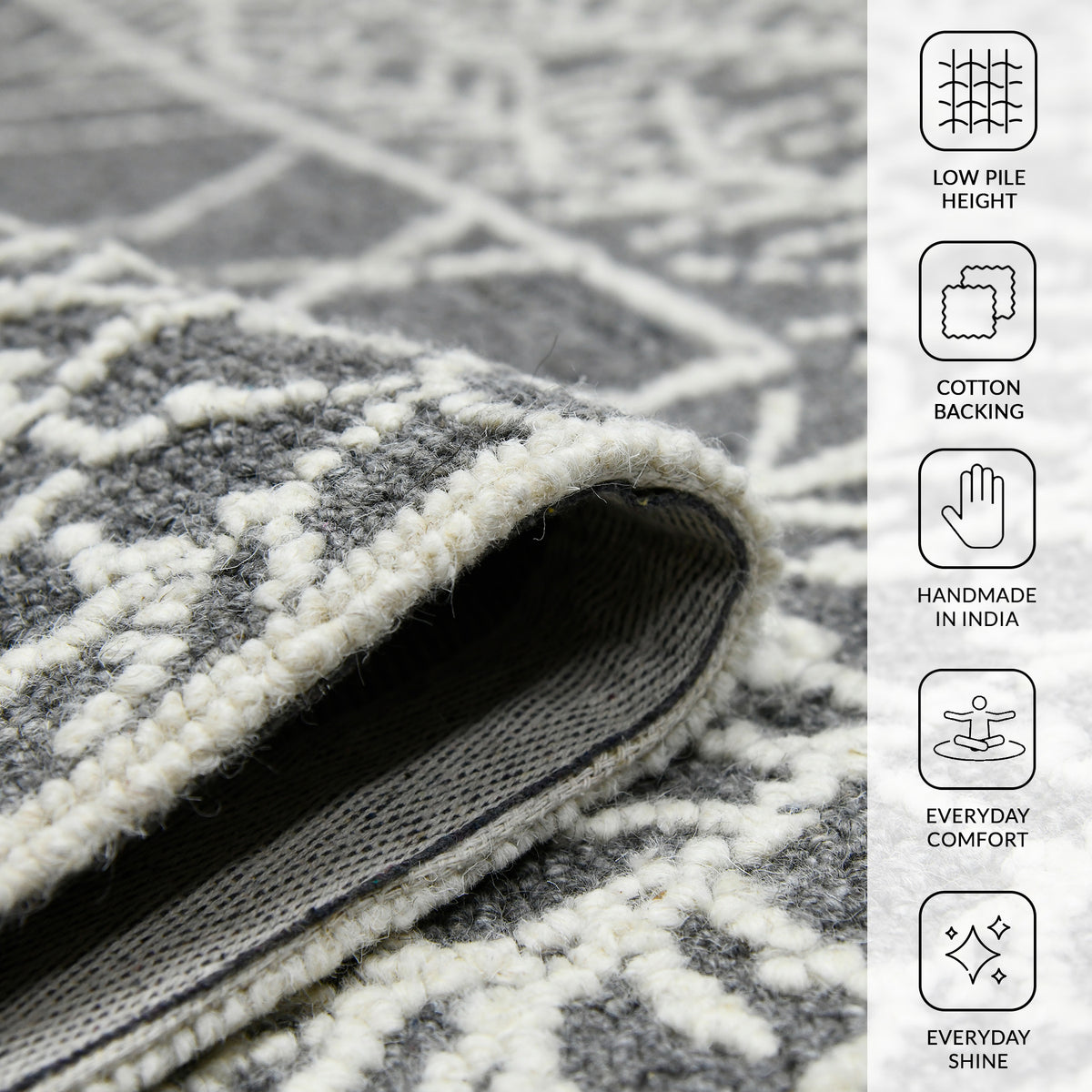 Amer Berlin BER-5 Dark Gray area rug - infographic view