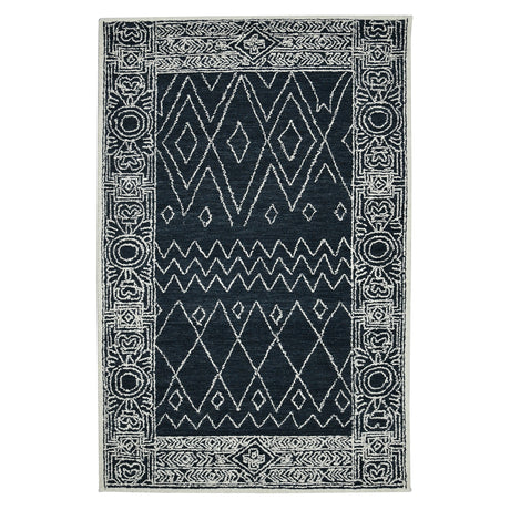 Amer Berlin Farmhouse Geometric Hand-Hooked Charcoal/White Area Rug