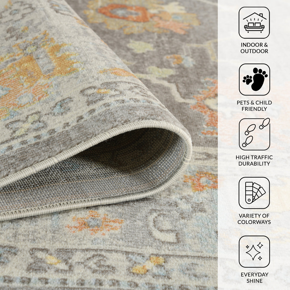 Amer Bohemian BHM-2 Taupe area rug - infographic view