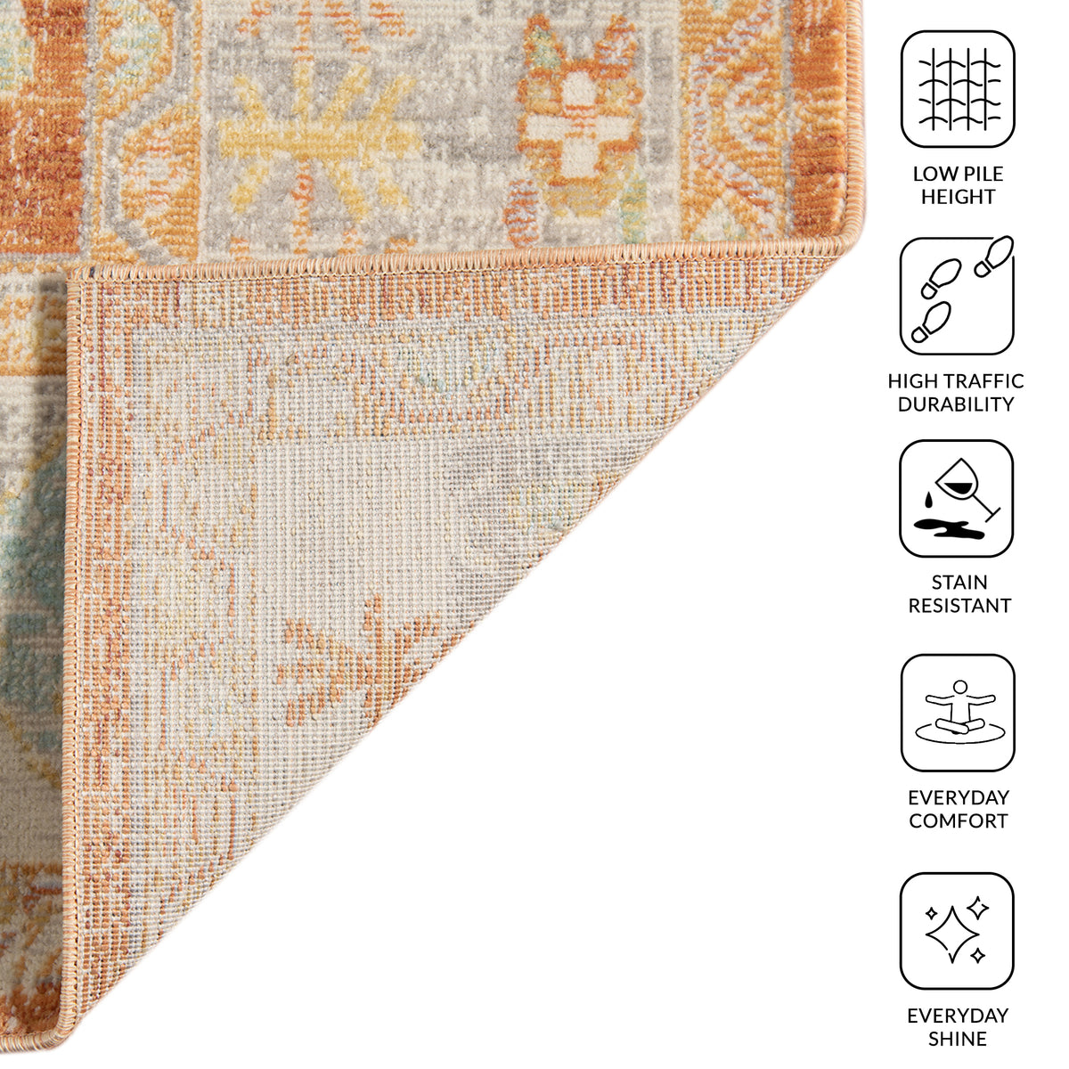Amer Bohemian BHM-4 Orange / Beige area rug - infographic view