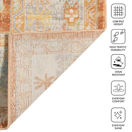 Amer Bohemian BHM-4 Orange / Beige area rug - infographic view