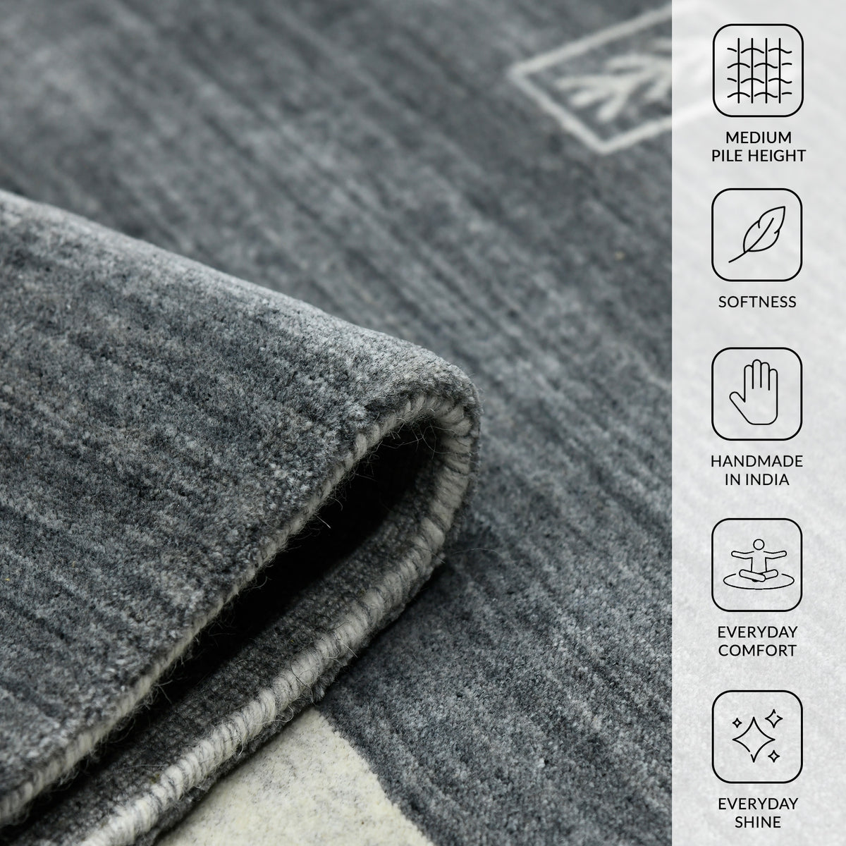 Amer Blend BLN-5 Charcoal area rug - infographic view