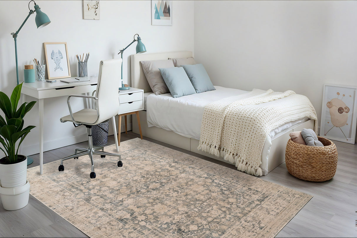 Dynamic Rugs Bloomfield 19603 Power Loomed Transitional Grey/Cream Rug