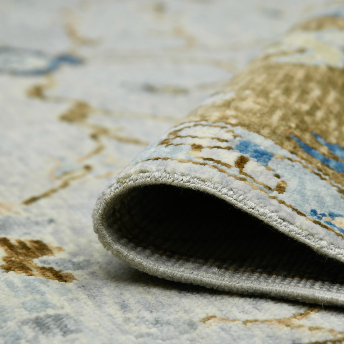 Amer Blu BLU-52 Ivory / Light Brown area rug - rolled view