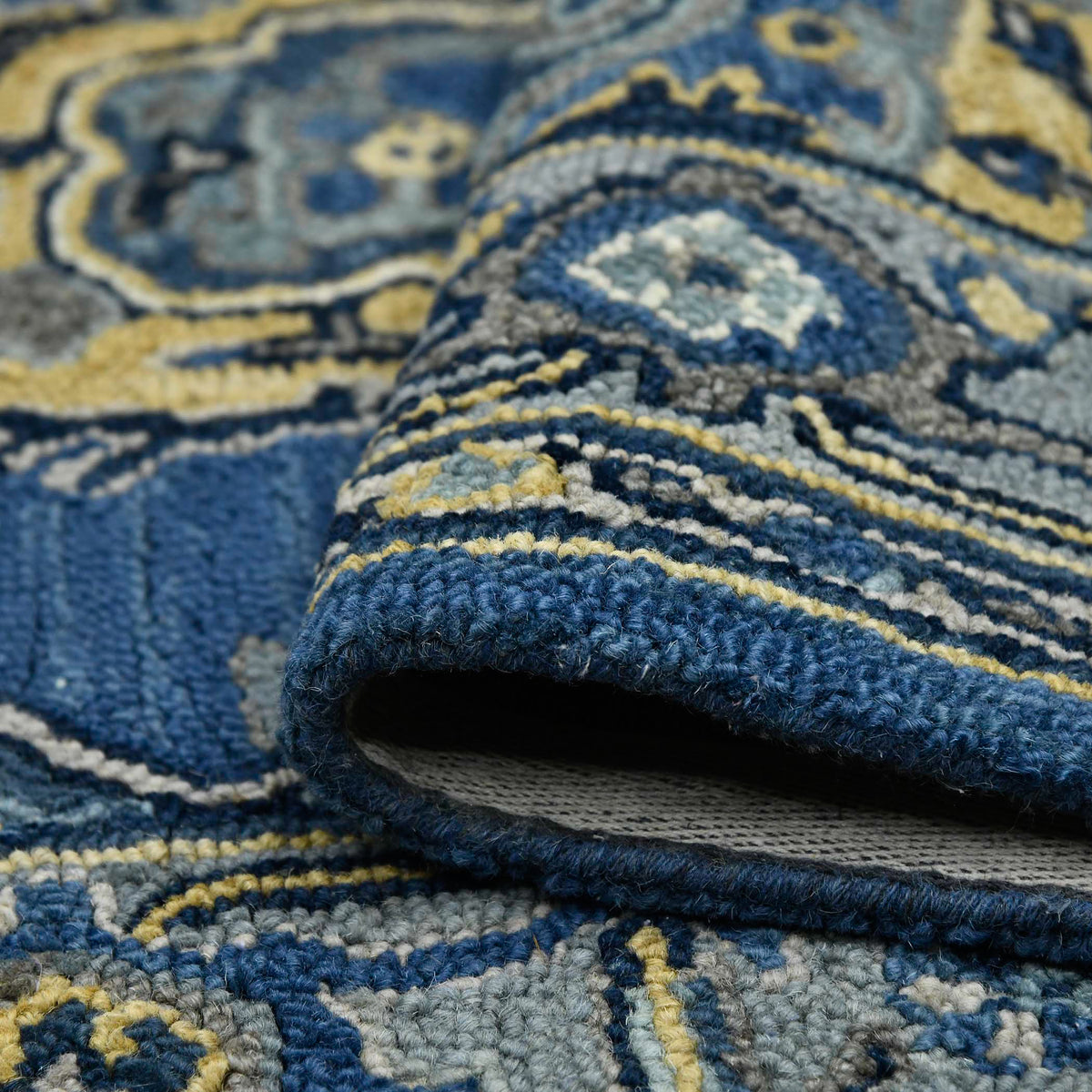 Amer Boho BOH-11 Steel Blue area rug - rolled view
