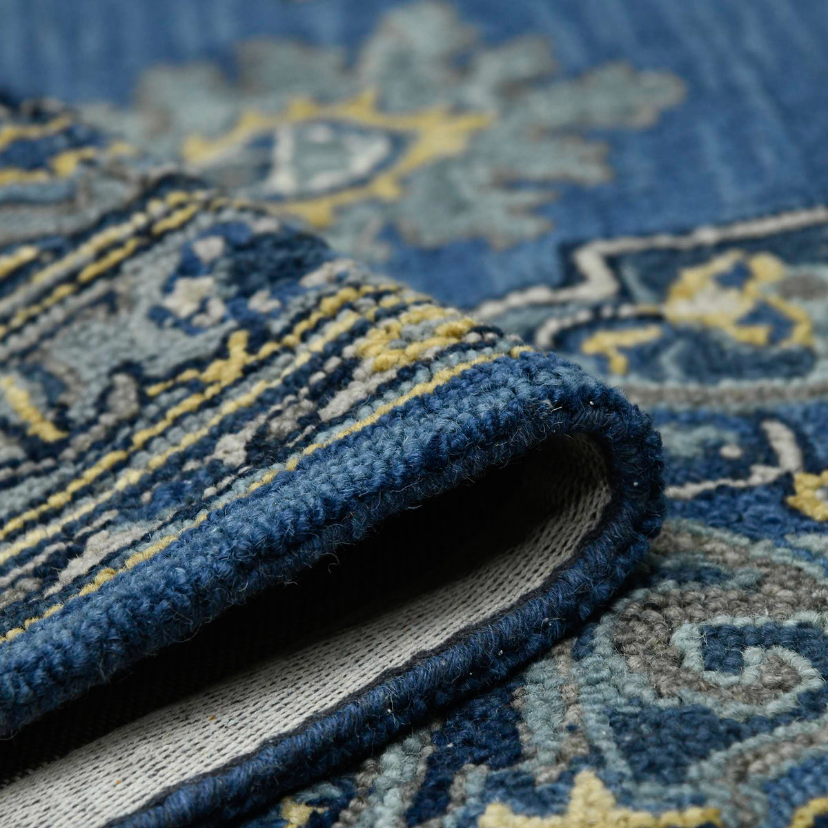 Amer Boho BOH-11 Steel Blue area rug - rolled view