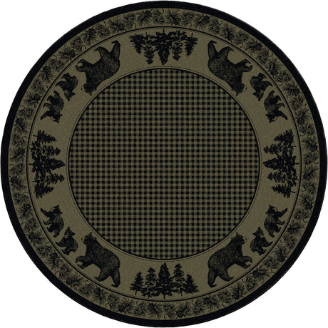 American Dakota Bear Family Green Rug