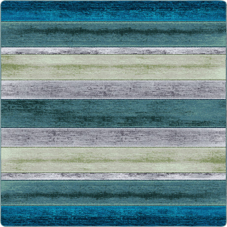 American Dakota Bungalow Stripe Aqua Rug