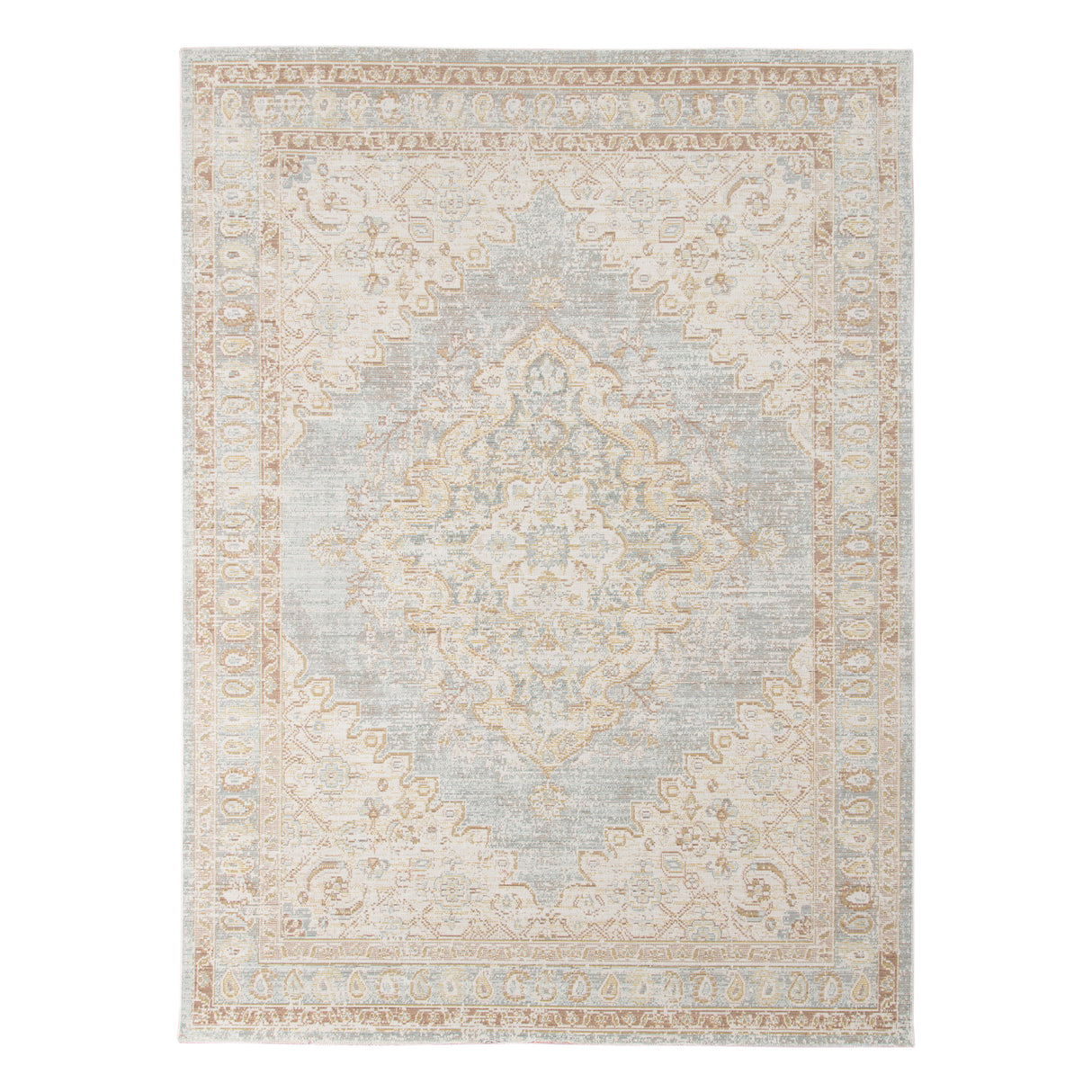 Amer Century Vintage Medallion Power-Loom Gray/Ivory Runner Rug