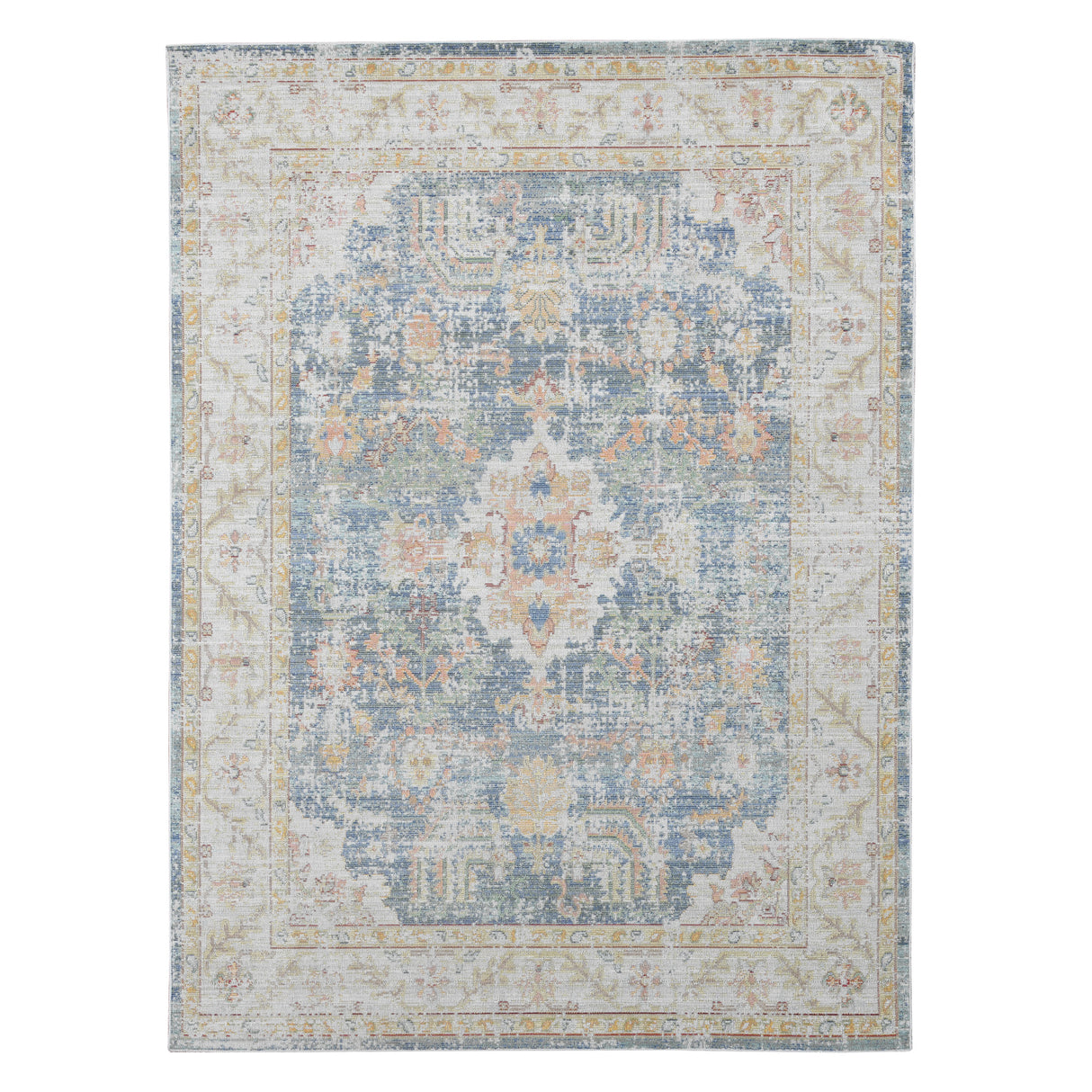 Amer Century Vintage Medallion Power-Loom Indigo Blue/Ivory Rug