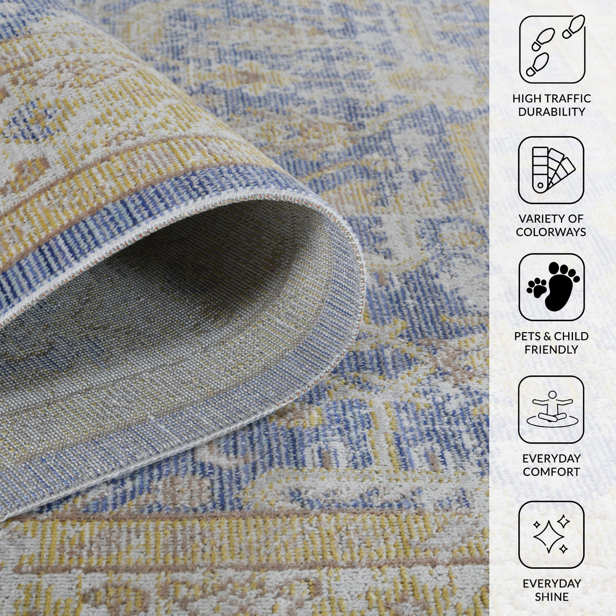 Amer Century CEN-6 Lavender / Ivory area rug - infographic view
