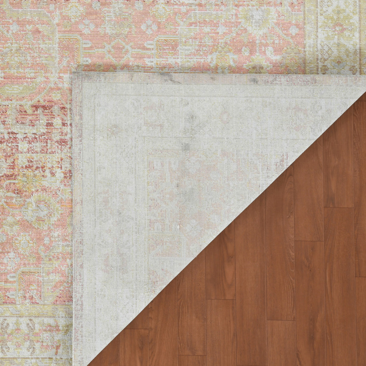 Amer Century CEN-8 Salmon Pink / Ivory area rug - back view