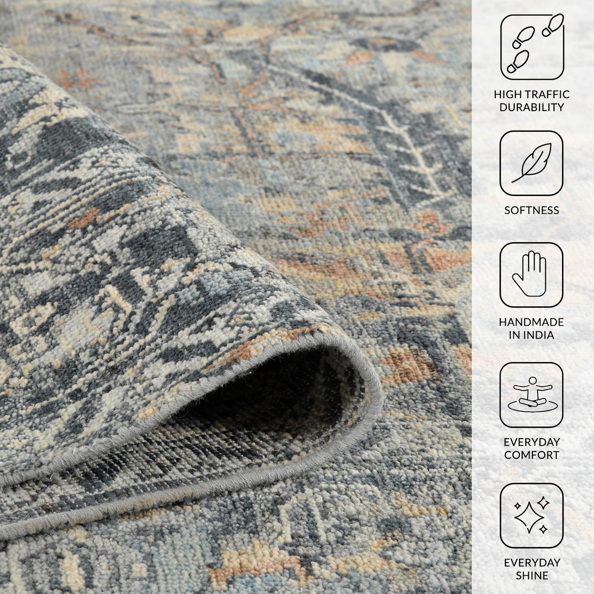 Amer Craft CRA-5 Blue area rug - infographic view