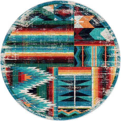 American Dakota Caverns Turquoise Patchwork Rug