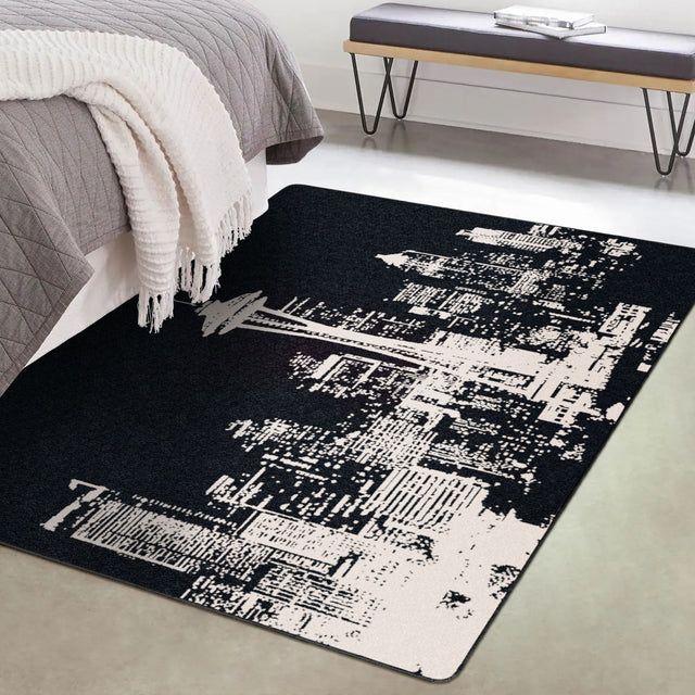 American Dakota Cityscape Black Rug