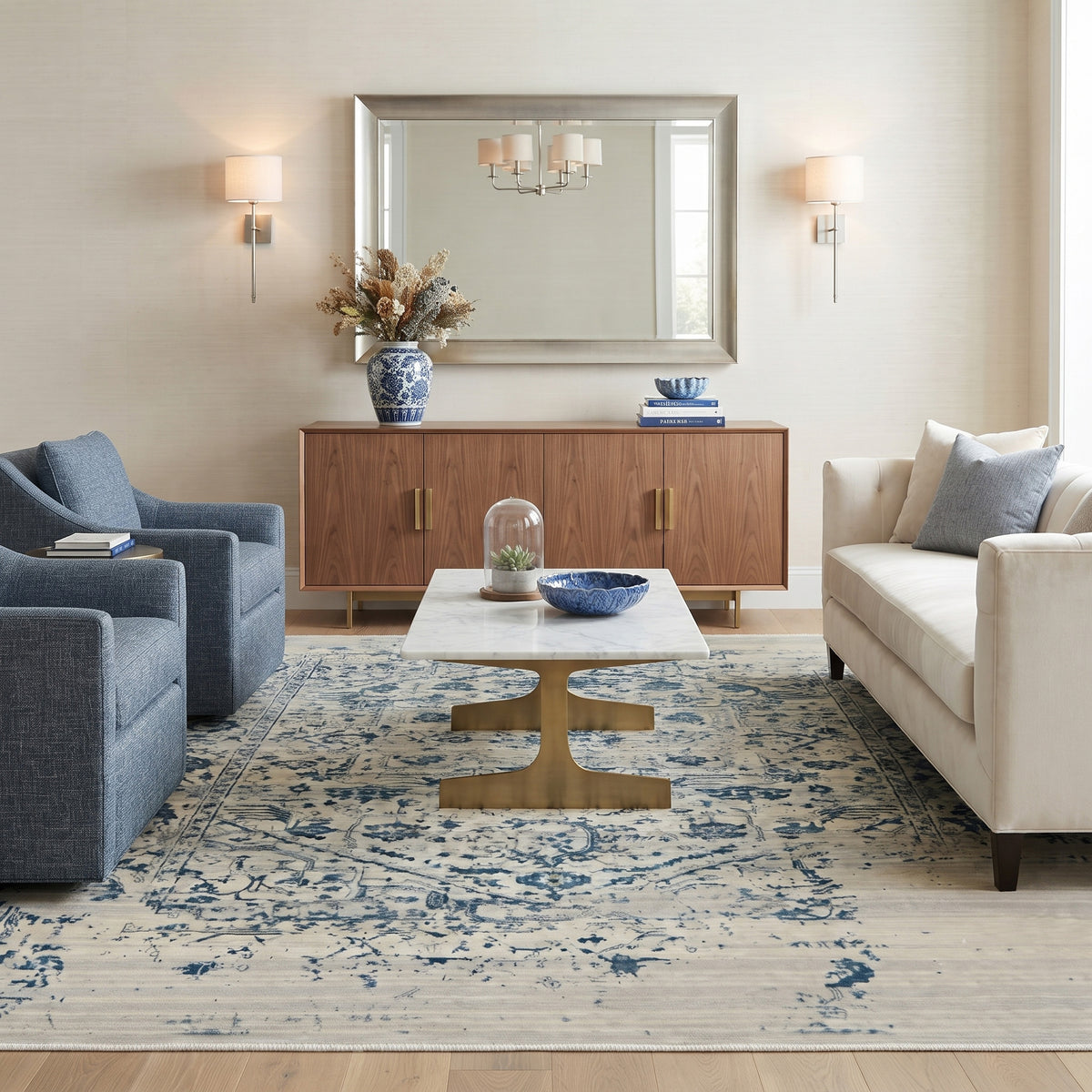 Amer Dazzle DAZ-2 Ivory / Blue area rug - lifestyle view