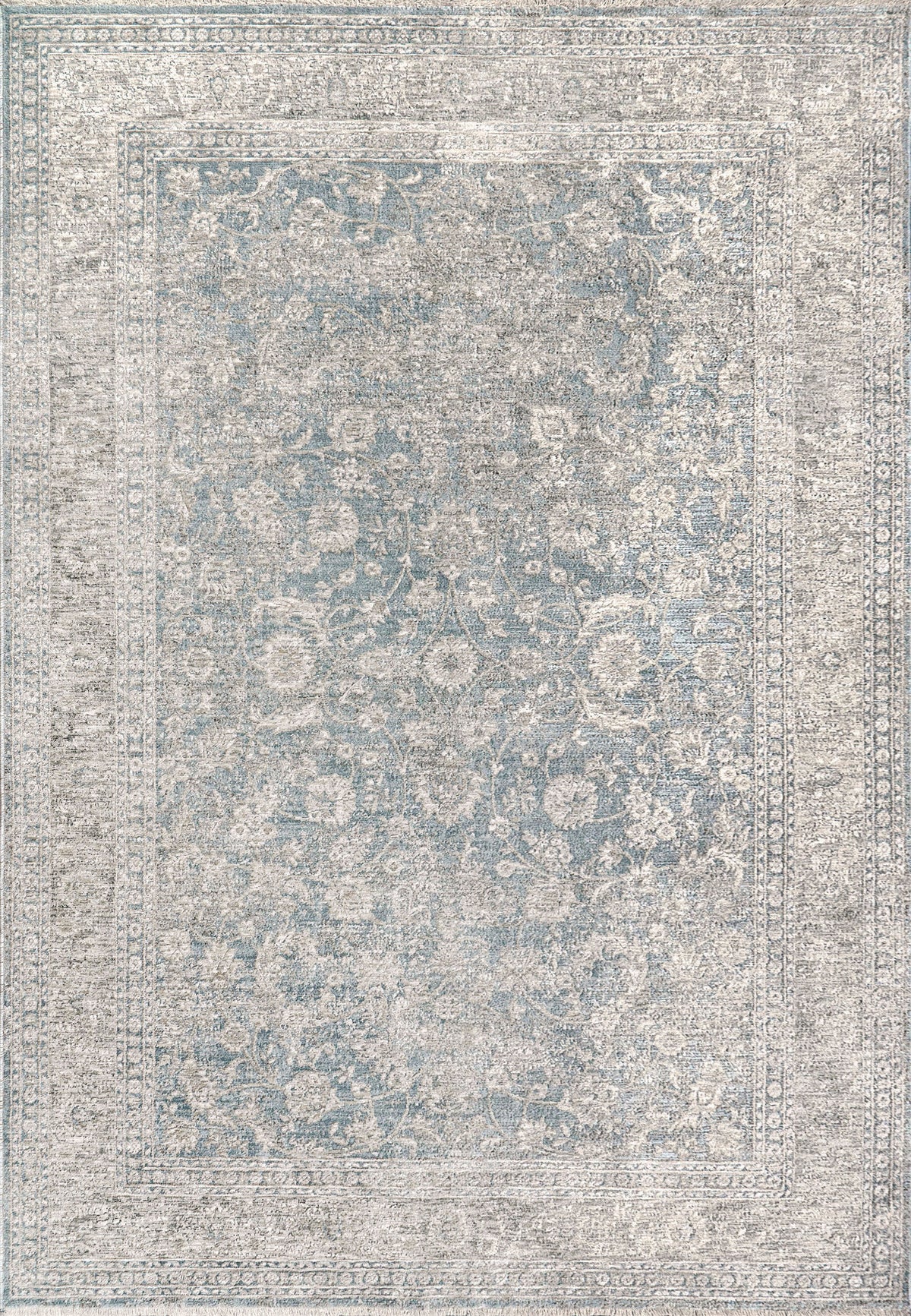 Dynamic Rugs Dharma 12040 Power Loomed Transitional Light Blue/Beige Rug - rectangular rug view