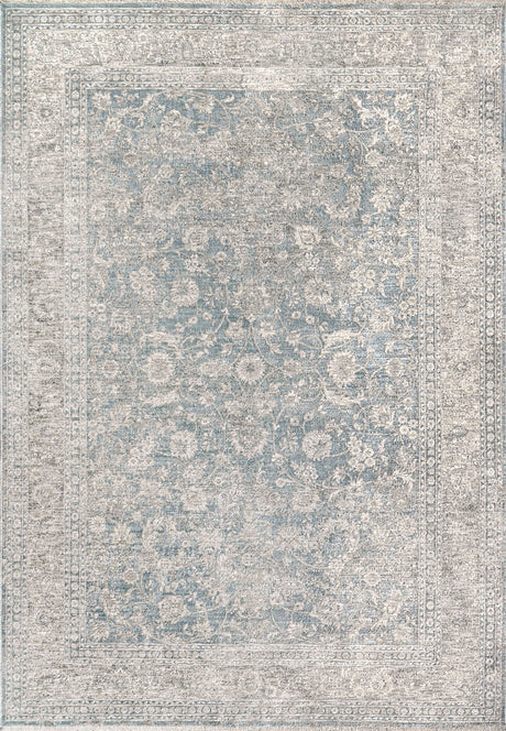 Dynamic Rugs Dharma 12040 Power Loomed Transitional Light Blue/Beige Rug - rectangular rug view