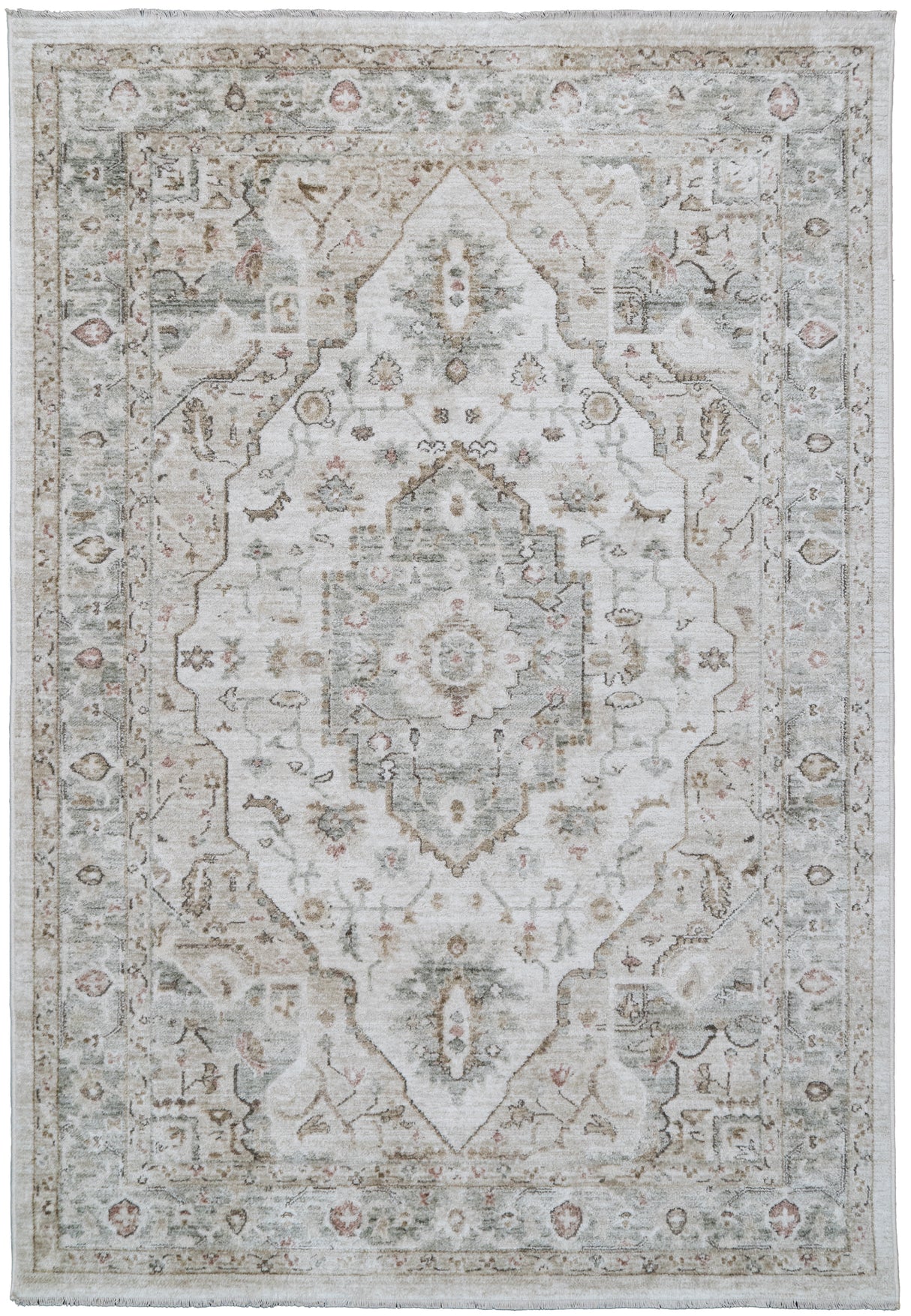 Dynamic Rugs Diamond 10284 Power Loomed Traditional Cream/Sage/Multi Rug