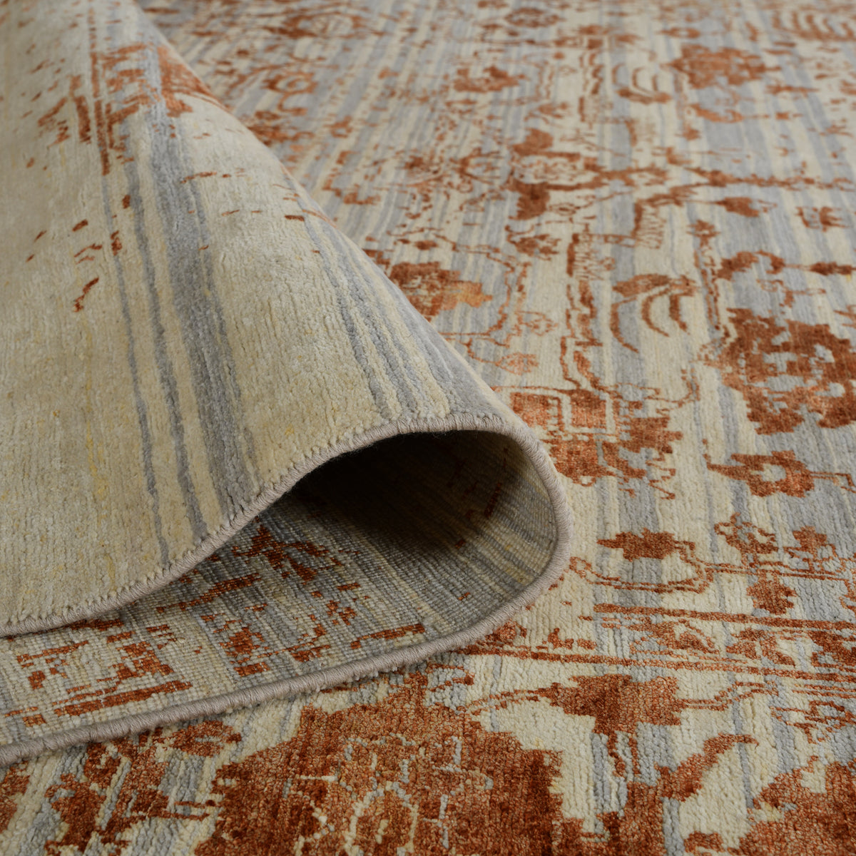 Amer Dazzle DQ(HS)-41A White Ivory / Orange area rug - rolled view