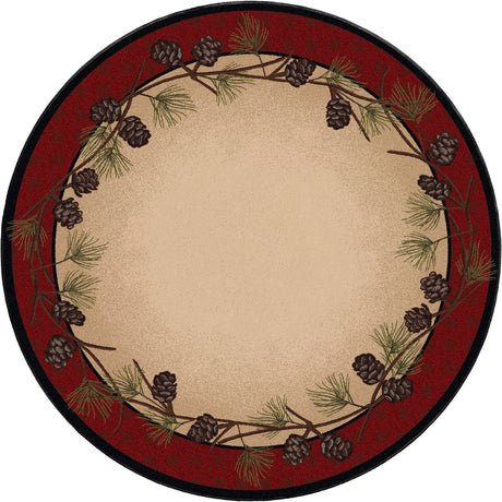American Dakota Delicate Pines Red Plaid Rug