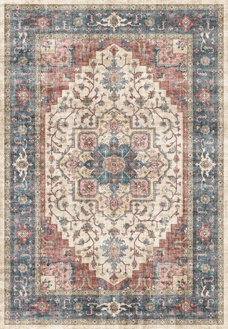 Dynamic Rugs Elise 6302 Power Loomed Traditional Red/Blue/Beige Rug