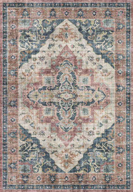 Dynamic Rugs Elise 6306 Power Loomed Traditional Wine/Navy/Tan Rug