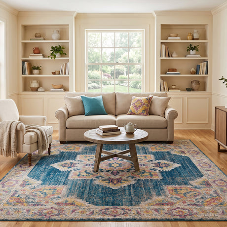 Amer Eternal ETE-22 Turquoise Blue area rug - lifestyle view