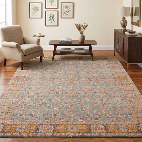 Amer Eternal ETE-27 Teal / Gold area rug - lifestyle view