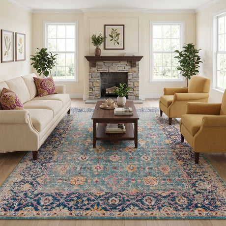 Amer Eternal ETE-28 Turquoise / Blue area rug - lifestyle view