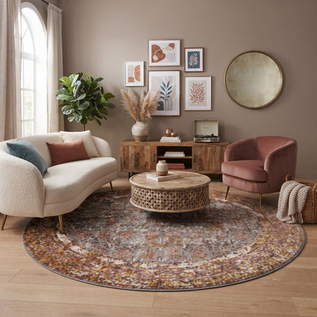 Amer Eternal ETE-15 Sea Blue / Rust area rug - lifestyle view