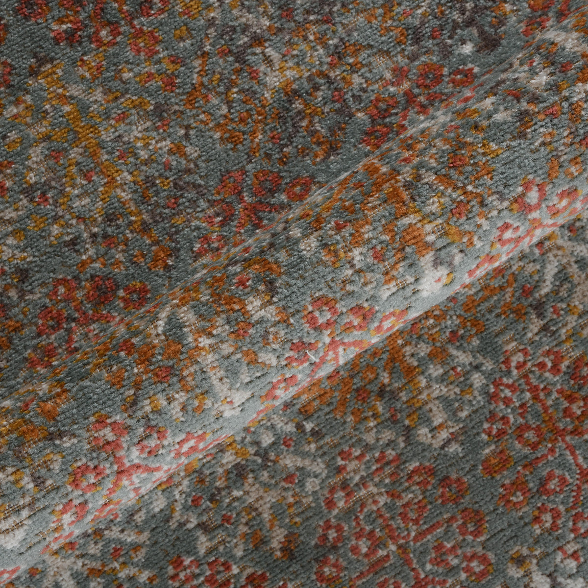 Amer Eternal ETE-15 Sea Blue / Rust area rug - color swatch view
