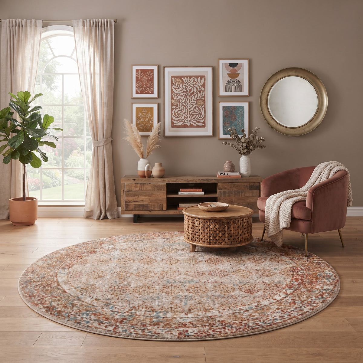Amer Eternal ETE-16 Beige / Rust area rug - lifestyle view