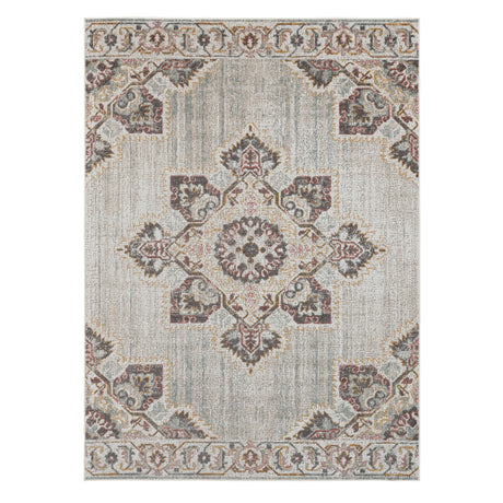 Amer Eternal Farmhouse Medallion Power-Loom Beige/Sand Area Rug