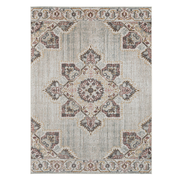 Amer Eternal Farmhouse Medallion Power-Loom Beige/Sand Area Rug