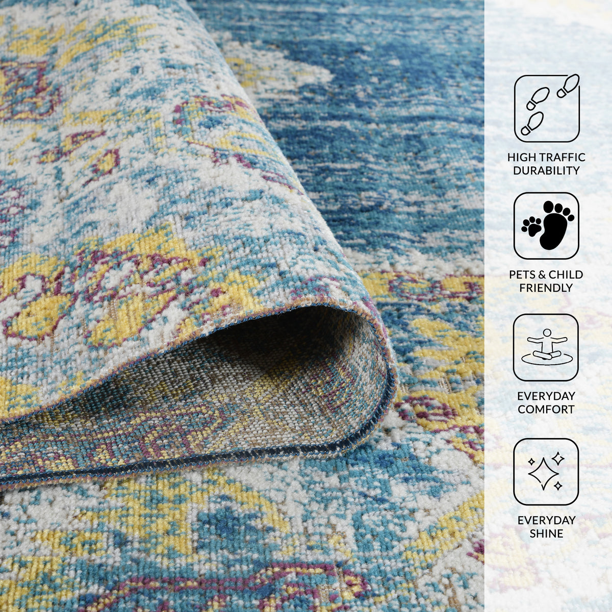 Amer Eternal ETE-22 Turquoise Blue area rug - infographic view
