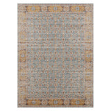 Amer Eternal Farmhouse Bordered Power-Loom Teal/Gold Area Rug