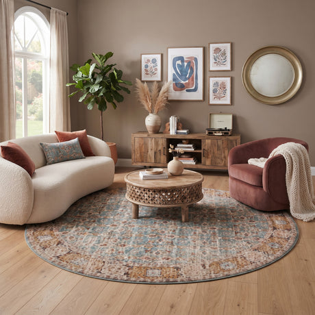 Amer Eternal ETE-27 Teal / Gold area rug - lifestyle view