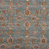 Amer Eternal Farmhouse Bordered Power-Loom Teal/Gold Area Rug