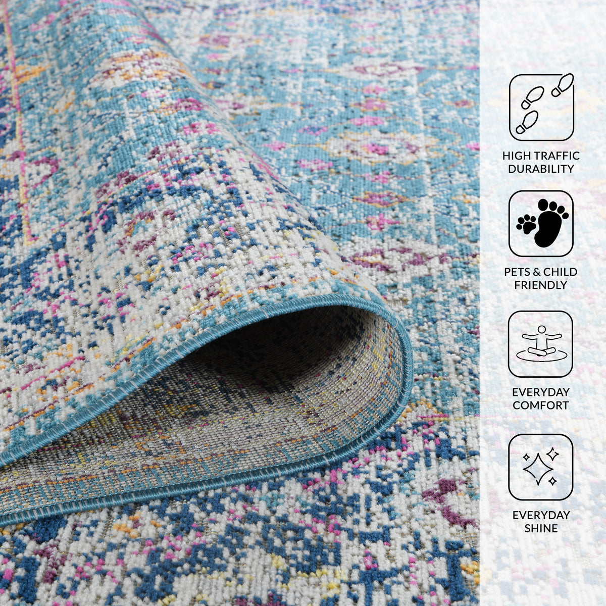 Amer Eternal ETE-28 Turquoise / Blue area rug - infographic view