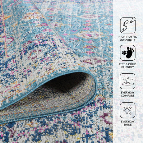 Amer Eternal ETE-28 Turquoise / Blue area rug - infographic view