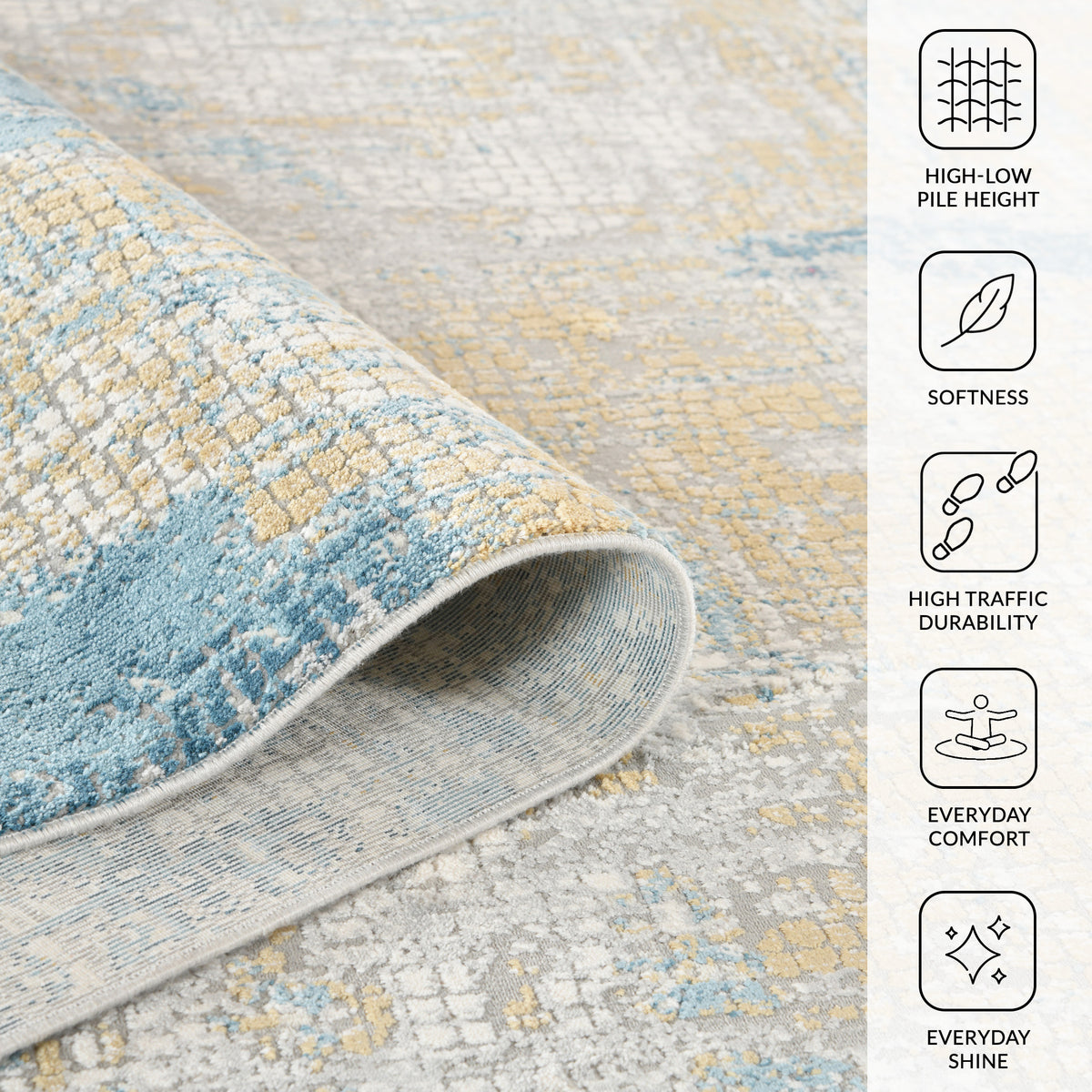 Amer Hamilton HAM-6 Gold / Blue area rug - infographic view