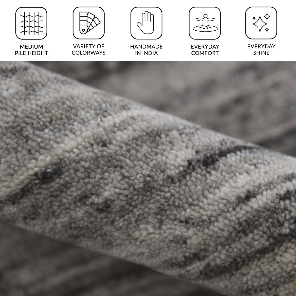 Amer Heaven HEA-1 Silver area rug - infographic view