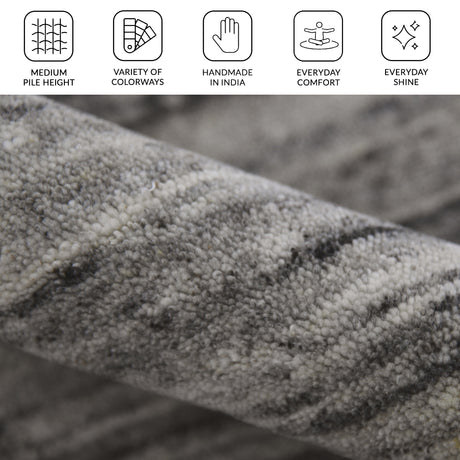Amer Heaven HEA-1 Silver area rug - infographic view