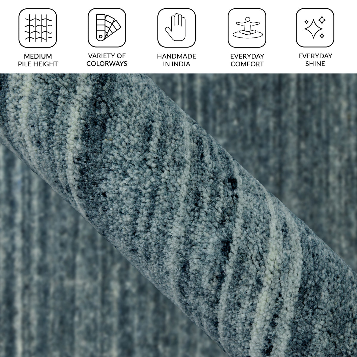 Amer Heaven HEA-1 Silver area rug - infographic view