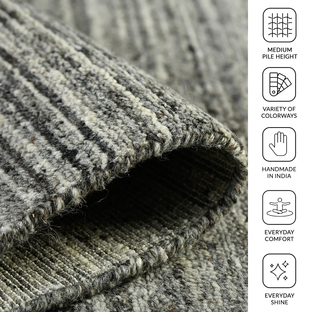 Amer Heaven HEA-6 Dark Gray area rug - infographic view