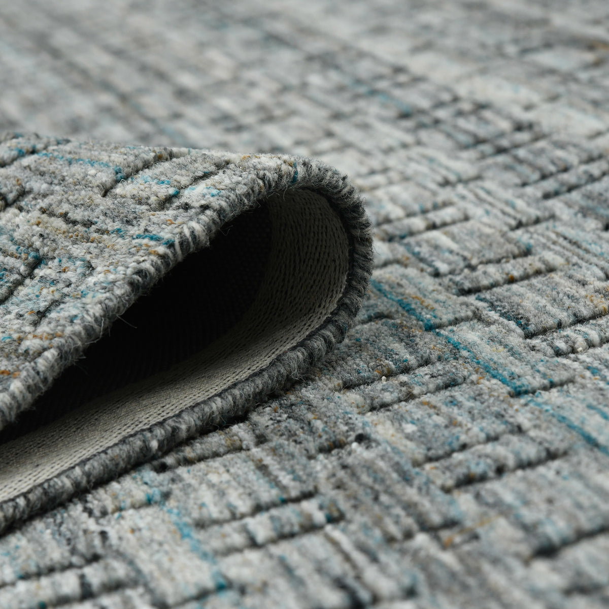Amer Houston HOU-6 Turq Gray area rug - rolled view