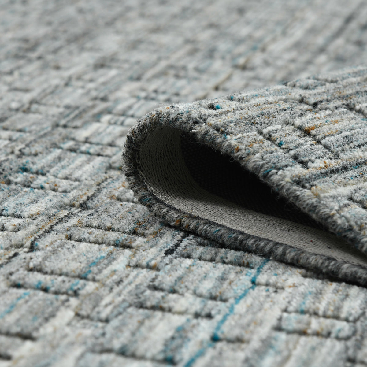 Amer Houston HOU-6 Turq Gray area rug - rolled view