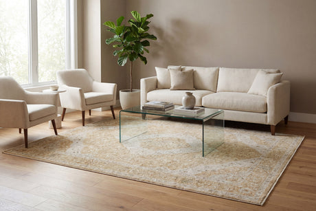 Dynamic Rugs Hudson 1479 Power Loomed Traditional Gold/Cream Rug