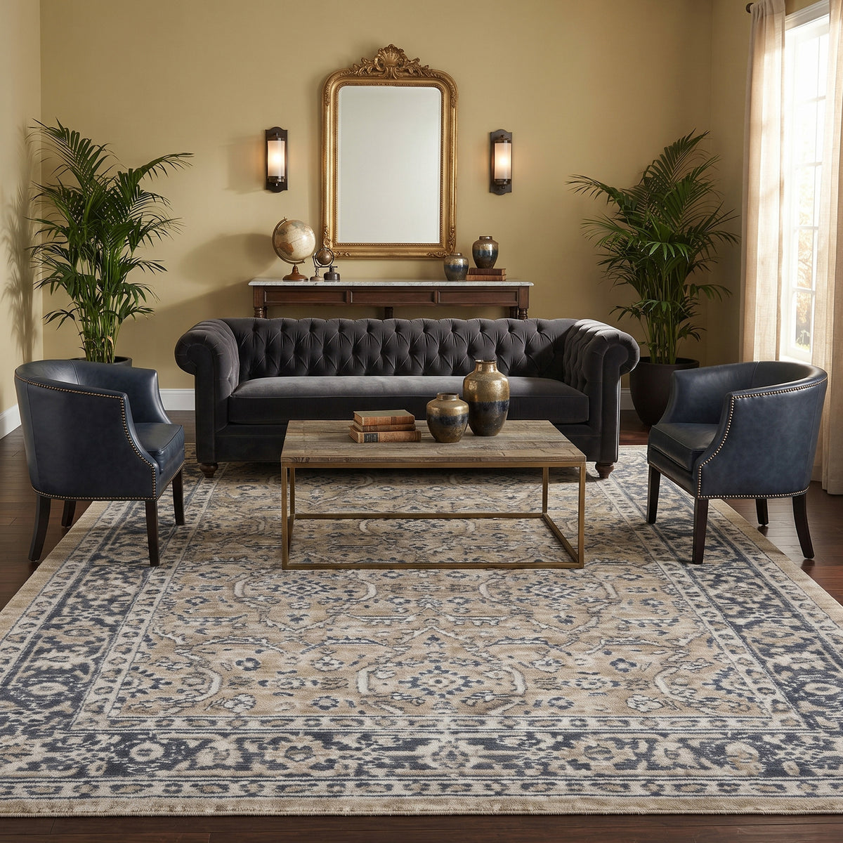 Amer Inara INA-8 Gold area rug - lifestyle view